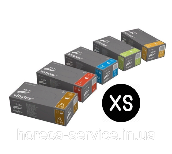 Рукавички вінілові неопудрені Mercator Medical VINYLEX PF розмір XS 50 пар