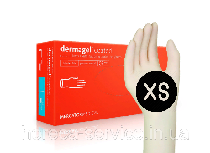 Рукавички латексні неопудрені Mercator Medical Dermagel розмір XS 50 пар