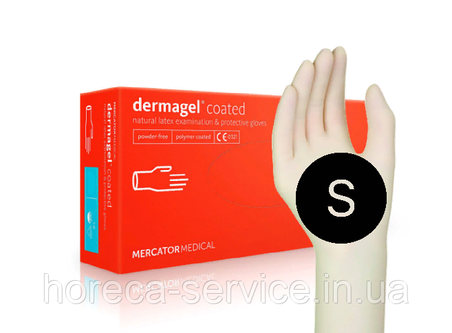 Рукавички латексні неопудрені Mercator Medical Dermagel розмір S 50 пар