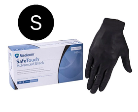 Рукавички нітрилові неопудрені Medicom чорні розмір S 50 пар