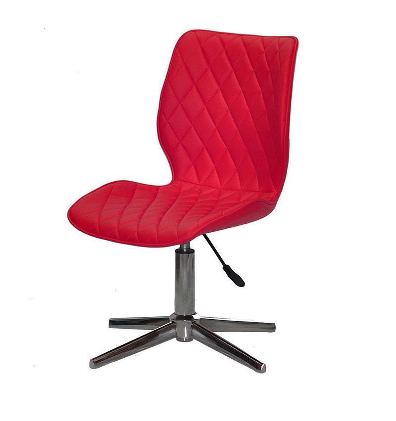 Стілець Toni Modern Base червоний шкірозамінник на хромованій хрестовині зі стопками, фото 1