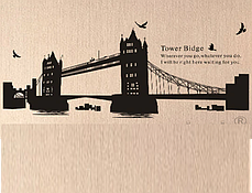 Наклейка на стіну, наклейки в офіс, школу "I Love London Tower Bridge" 140*70см аркуш 60*90лист), фото 2