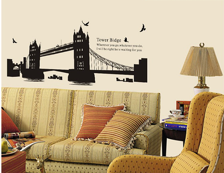 Наклейка на стіну, наклейки в офіс, школу "I Love London Tower Bridge" 140*70см аркуш 60*90лист), фото 2