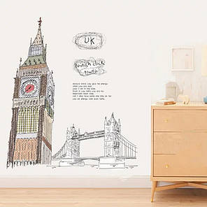 Наклейка на стіну, наклейки в офіс, школу "I Love London Big Ben Біг-Бен" 100*100см (лист 60*90см), фото 2