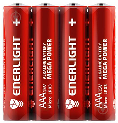 Лужна Батарейка Елемент живлення Enerlight Mega Power AAA 1,5v LR03, 4шт Alkaline Battery