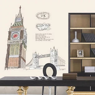 Наклейка на стіну, наклейки в офіс, школу "I Love London Big Ben Біг-Бен" 100*100см (лист 60*90см), фото 2