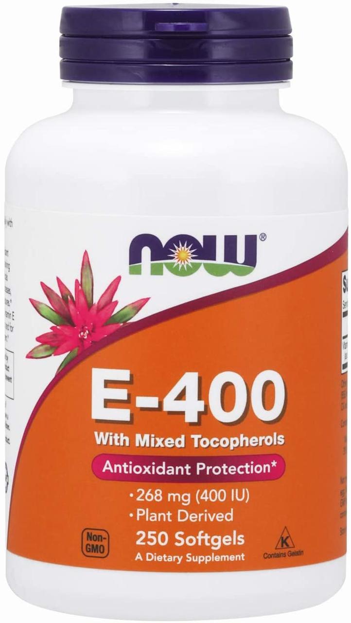 Now Foods E 400 mixed Tocopherols 250 гелевих капсул