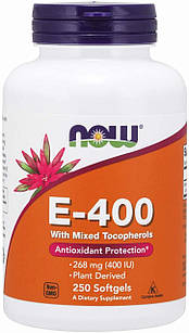 Now Foods E 400 mixed Tocopherols 250 гелевих капсул