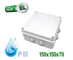 Коробка розподільна 150*150*70 IP55, зовнішня, монтажна пило-вологозахищена герметична, доза
