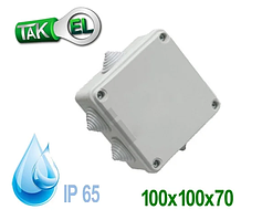 Коробка розподільна 100*100*70 IP55, зовнішня, монтажна пило-вологозахищена герметична, доза