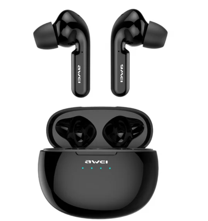 Бездротові навушники з мікрофоном bluetooth навушники в кейсі AWEI TWS Sports T15 Чорний, фото 1