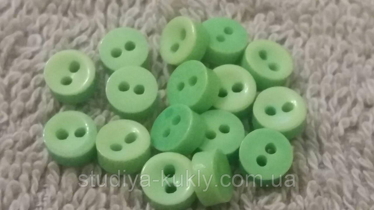 Гудзик для ляльок міні 6мм. Зелений, № 6.27, фото 1