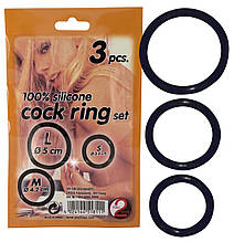Набір силіконових ерекційних кілець 100% Silicone Cock Ring Set, 3 шт.