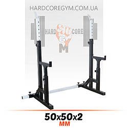 Стійки для присідання, жима лежачи та стоя, під штангу зі страховкою до 250 кг Чорно-білі