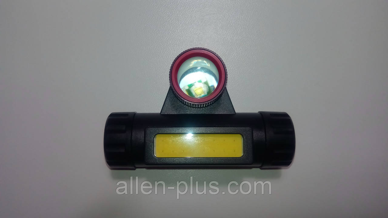 Ліхтар акумуляторний налобний BL-1807-XPE, XPE+COB, 1х18650, 4 режими, зум, магніт, microUSB)