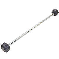 Штанга цельная 10кг прямая обрезиненная Rubber Hexagon Barbell Record TA-6230-10: Gsport