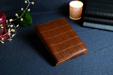 Обкладинка для блокноту А5 Дизайн №1 з натуральної шкіри колір Коньяк, Відбиток №2