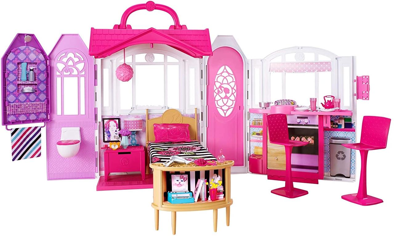 Ігровий набір Barbie двоповерховий будиночок з лялькою Барбі портативний DVV48