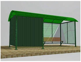 Павільйон 3-стінний зі світловим дахом та «противітром» для куріння на відкритому повітрі / альтанка для куріння