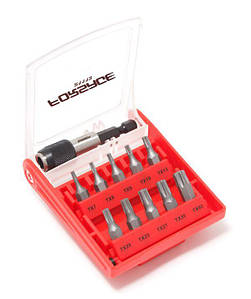Набір біт 11пр. 1/4" Torx з бітотримачем (T10, T15, T20, T25, T27, T30, T40, T7, T8, T9; L-25мм)