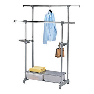 Стійка для одягу пересувна з ящиками CH-4578 сіра (95-160x44x110-170см)