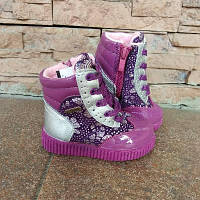 Черевики зима фіолетові з срібними квіточками