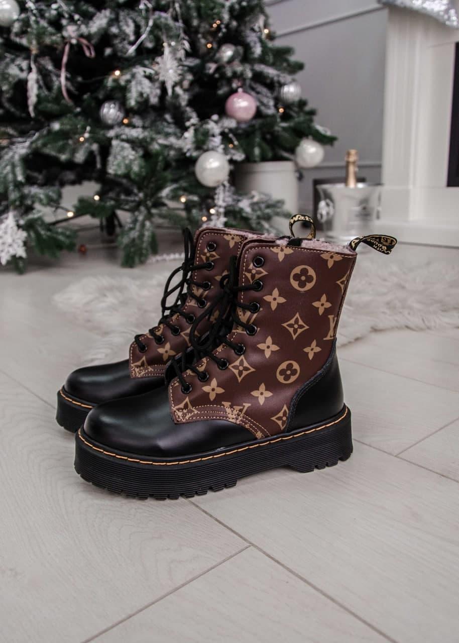 Стильні черевики Ін Мартінс Жадон Луї Віттон білі. Термо черевики Dr.Martens Jadon Louis Vuitton White жіночі, фото 1