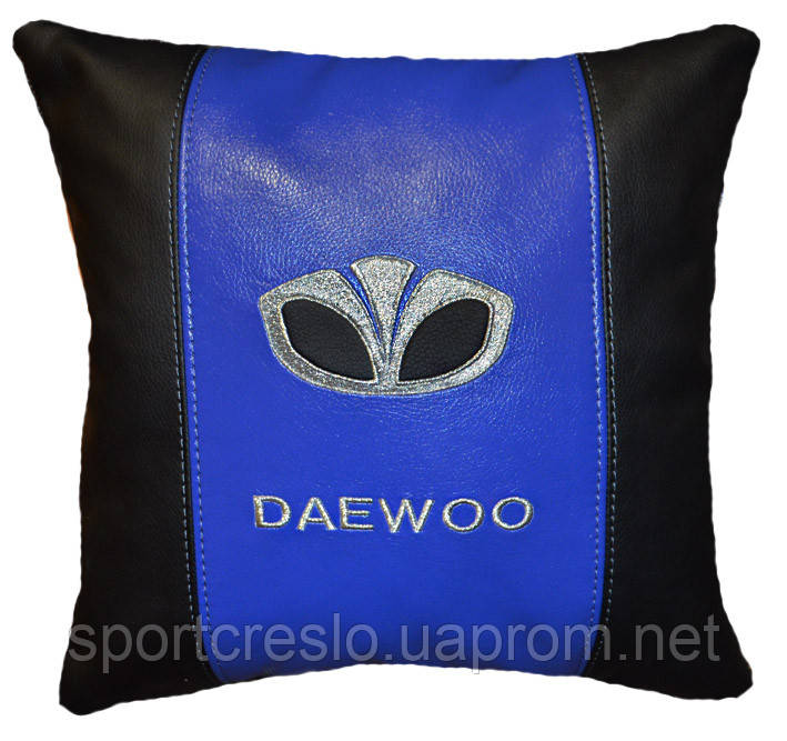 Автомобильная подушка в машину с вышивкой логотипа Daewoo део - фото 3 - id-p189135138