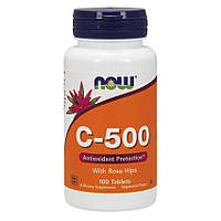 Витамин Ц (аскорбиновая кислота) с плодами шиповника Now Foods C-500 100 таблеток