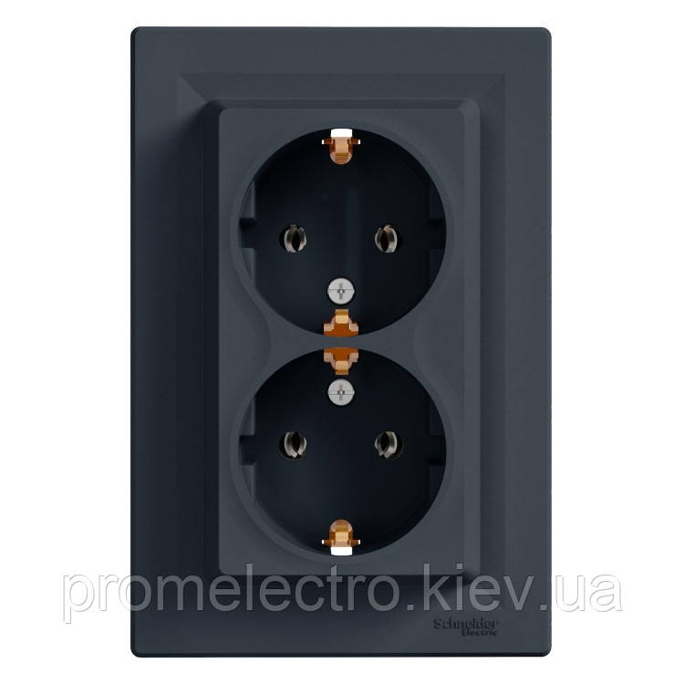 Розетка Schneider-Electric Asfora Plus подвійна з заземленням антрацит (EPH9900171)