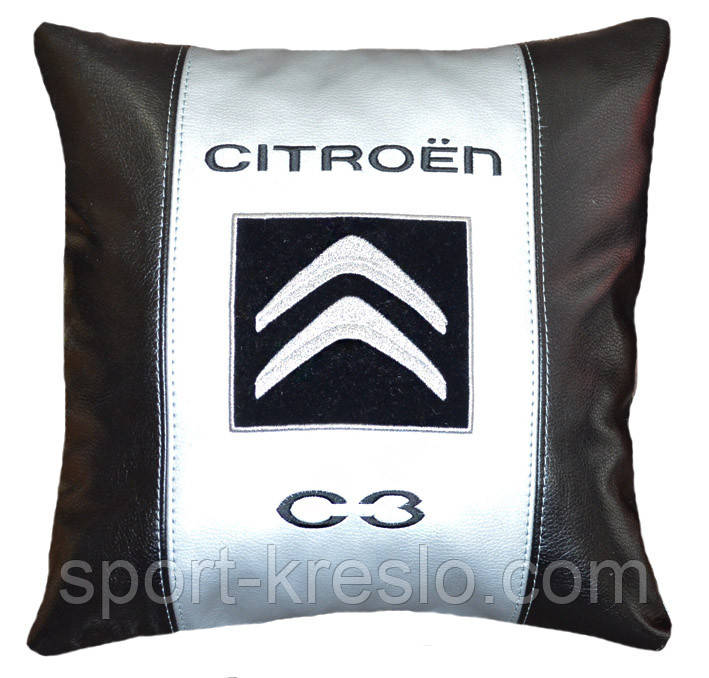 Подушка сувенир с вышивкой логотипа машины citroen автосувениры - фото 1 - id-p189136492