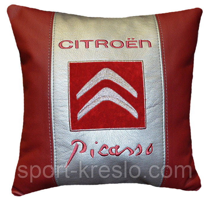 Подушка сувенир с вышивкой логотипа машины citroen автосувениры - фото 3 - id-p189136492