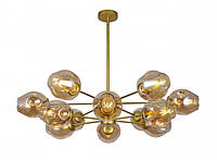 Люстра подвесная на 12 плафонов на золотом основании в стиле loft 7526035-12 GD+BR