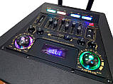 Колонка активна потужна 2х12 дюймів Rainberg 300W мережева /DJ пульт/ BT/ SD+USB+FM/ LED, фото 3