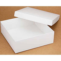 Подарочная картонная коробка с крышкой белая (180 х 180 х 60),