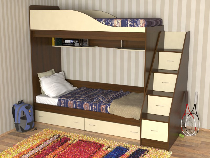 Дитяча двох'ярусна ліжко горище дм142 "Сімба", фото 1