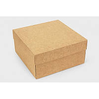 Подарочная картонная коробка крафт с крышкой (200 х 200 х 100) коробка крышка дно, крафт коробка для подарка