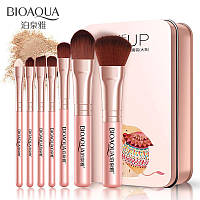 Набор кистей в металлической коробке слон розовый Bioaqua Make UP Beauty Elephant Pink, 7шт