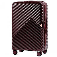 Бордова дорожня середня валіза на колесах wings WN-01 середній чемодан М матеріал полікарбонат