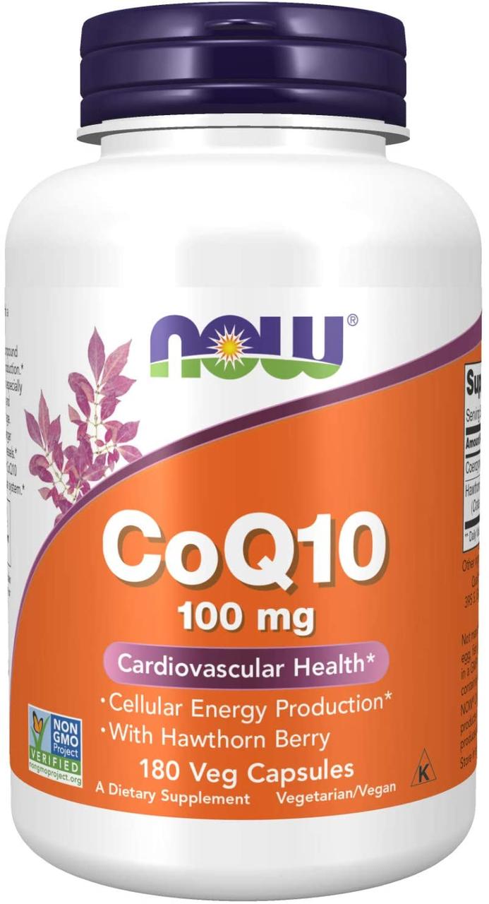 Коензим Q10 з ягодами глоду Now Foods CoQ10 with Hawthorn Berry 100 mg 180 капсул