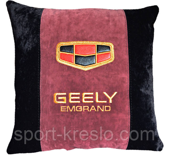 Автомобільна подушка з вишивкою логотипу машини Geely джилі емгранд подарунок сувенір