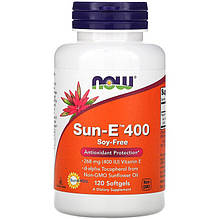 Вітамін Е, NOW Foods "Sun-E 400" із соняшникової олії (120 гелевих капсул)
