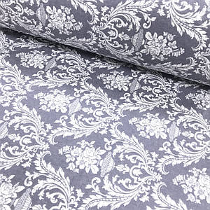 Фланелева тканина ваза з квітами на графітовому (шир. 2,4 м) (FL-W-0111)