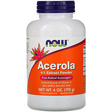 Порошок ацероли (барбадоської вишні) NOW Foods "Acerola 4:1 Extract Powder" екстракт у порошку (170 г)