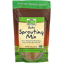 Мікс насіння для проростання NOW Foods, Real Food "Zesty Sprouting Mix" (454 г)