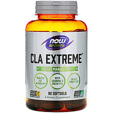 Кон'югована лінолева кислота NOW Foods, Sports "CLA Extreme" гуарана та зелений чай (90 гелевих капсул)