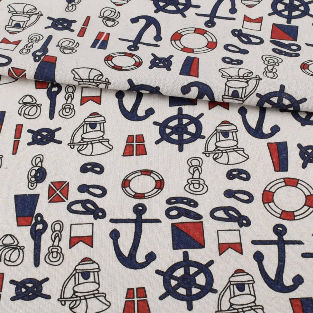 Деко-льон білий, сині якоря, штурвали, ш.156