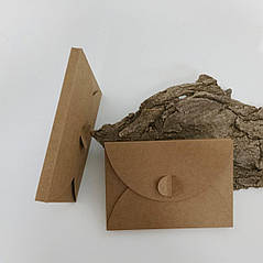 Подарунковий конверт-коробочка з еко крафт-картону, 110х155х10 мм, 225 гр/кв.м