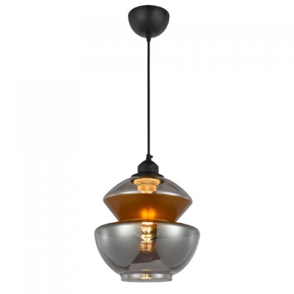 Світильник підвісний в стилі модерн (цоколь Е27, скло, колір титан-мідь) стельовий світильник HARMONY-2