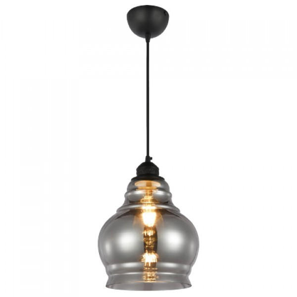 Світильник підвісний в стилі модерн (цоколь Е27, скло, колір титановий) стельовий світильник RONDO